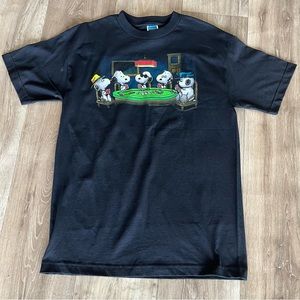 Vintage Y2K Peanuts Snoopy T Shirt Men's M Black Poker  Gambling